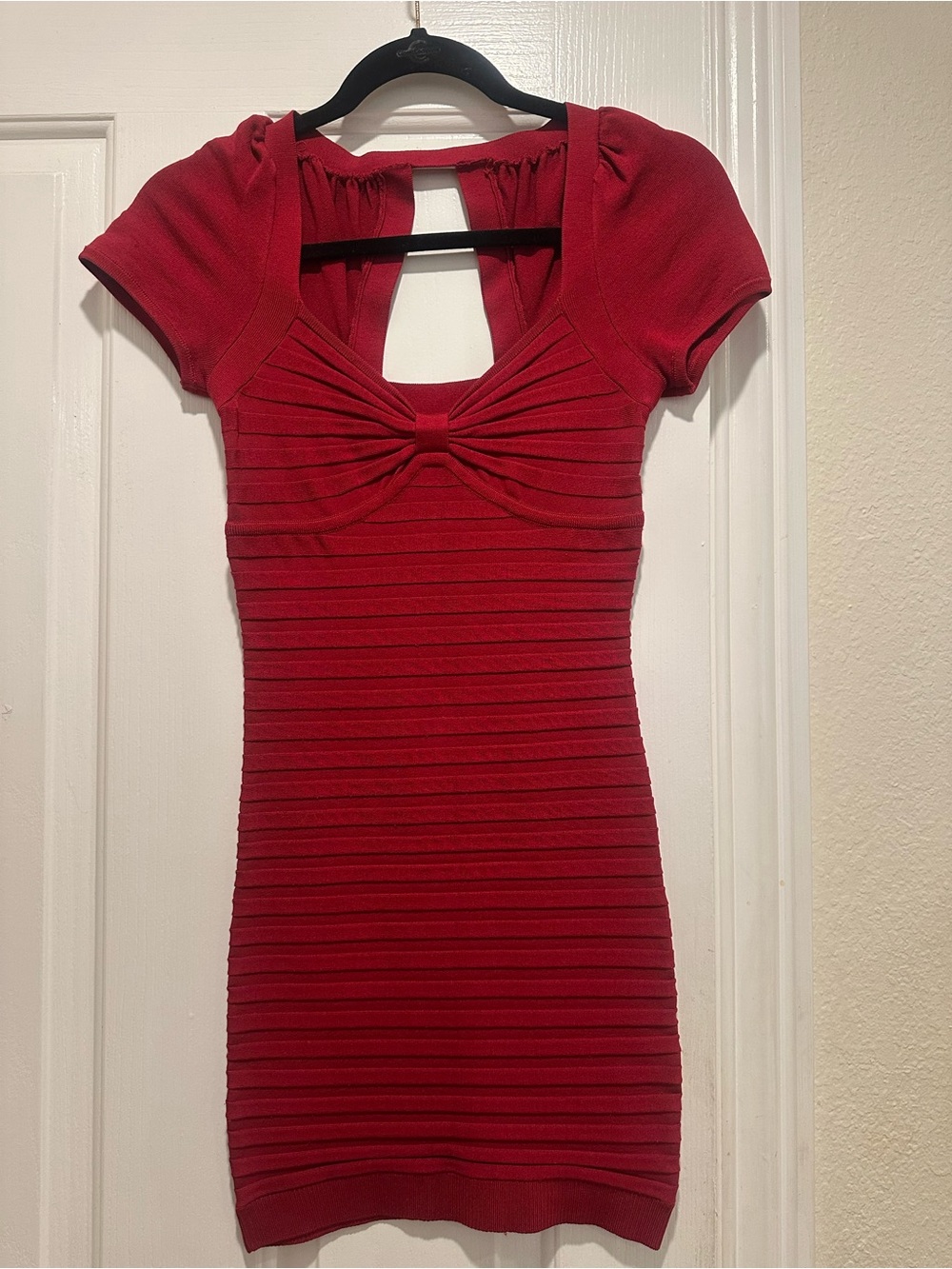 Guess by Marciano Red Ribbed Mini Dress